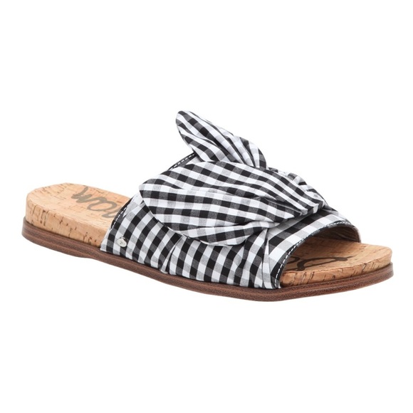 Sam Edelman Black & White Gingham Print Heidi Sandal US 8.5 - Picture 1 of 8